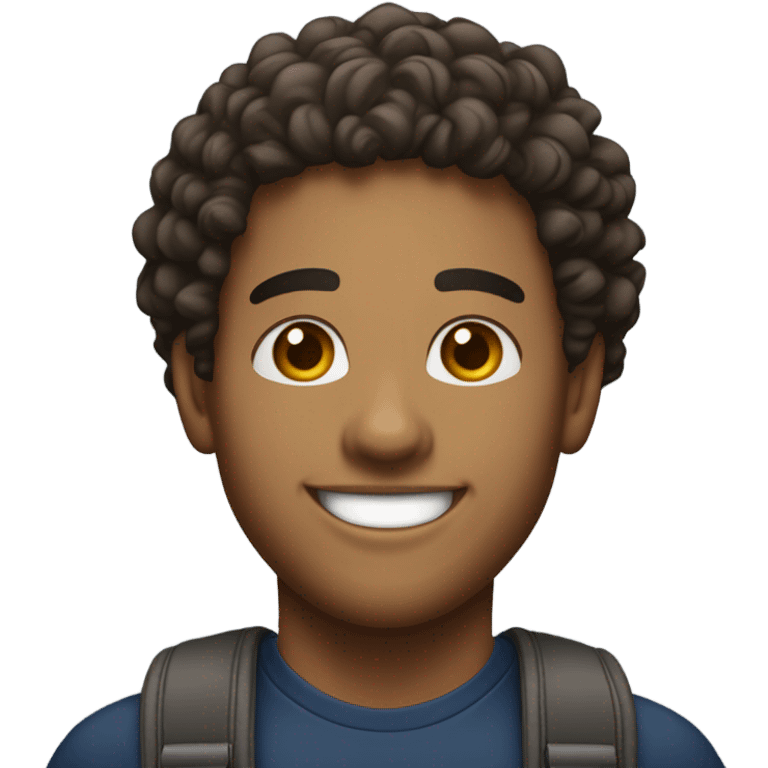 Young handsome Dominican man with curly hair and a goatee smiling with braces   emoji