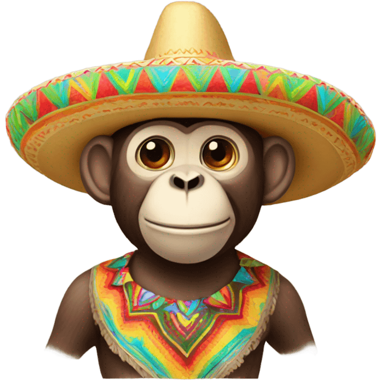 Monkey wearing a Mexican hat emoji