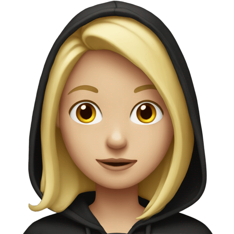 Blond girl wearing a black hoodie  emoji