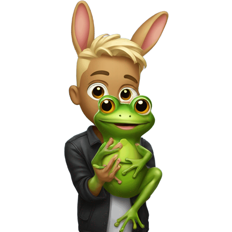 Artist BadBunny holding frog emoji