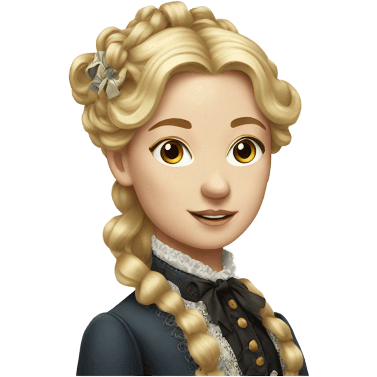 Wealthy Victorian girl with blonde hair weith ribbons very detailed and realistic emoji