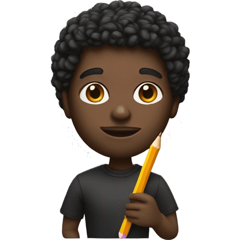 black memoji with sketchbook and a pencil in his hand emoji