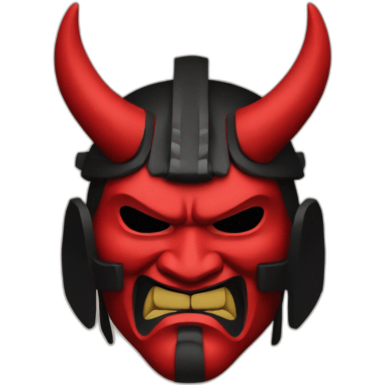 samurai oni mask red, black emoji