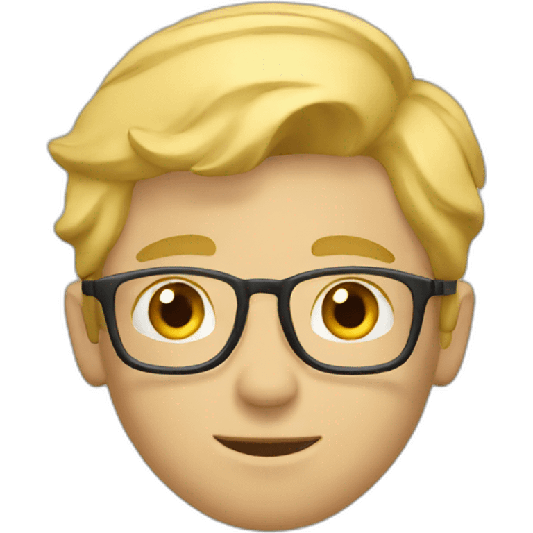 a blond man studying emoji