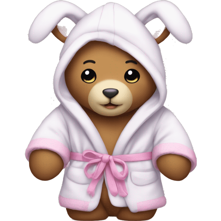 teddy bear that’s wearing a bunny dressing gown  emoji