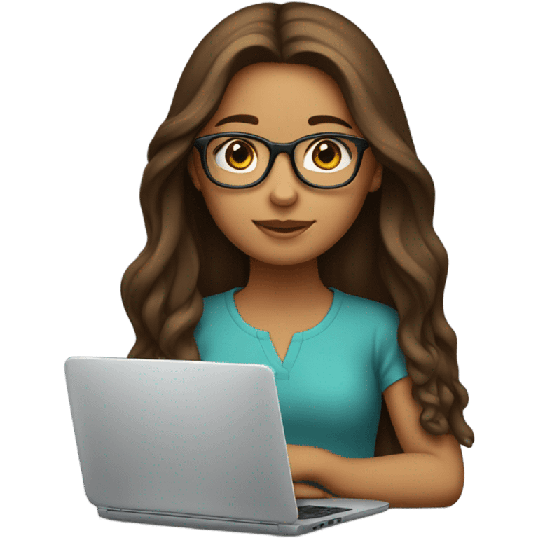 girl-brown-long-hair-with-laptop-and-glasses emoji