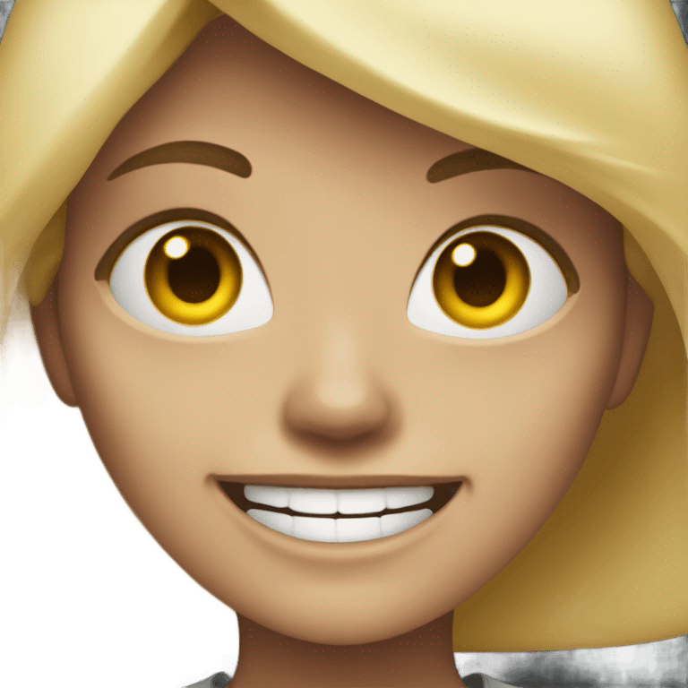 smiling blonde in horror scene emoji