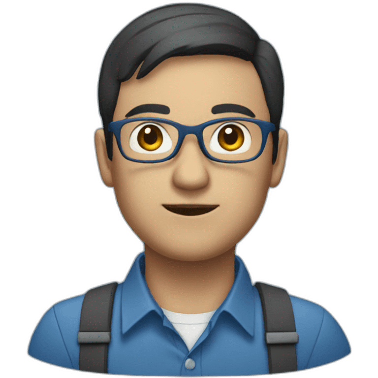 project manager dark short hair glasses blue shirt emoji