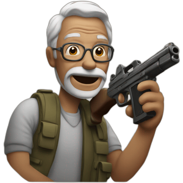 grandpa with a gun emoji