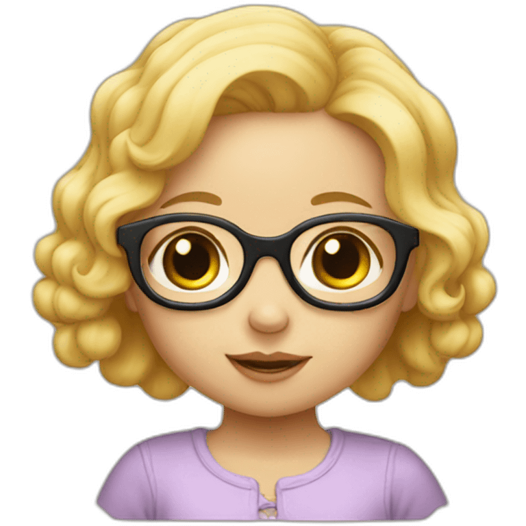 a baby in the arms of a girl with blond hair and glasses emoji