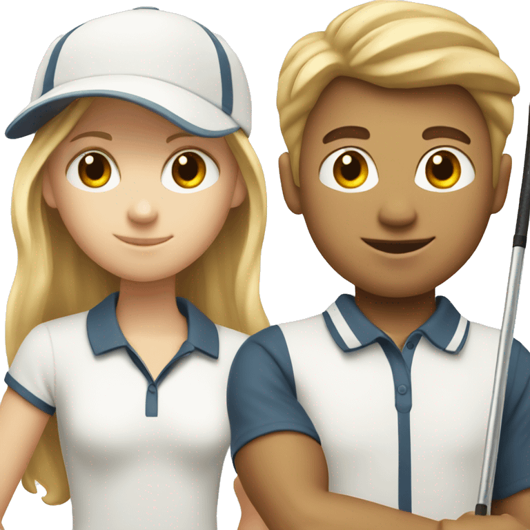 White sixth grade girl and white fourth grade boy playing golf  emoji