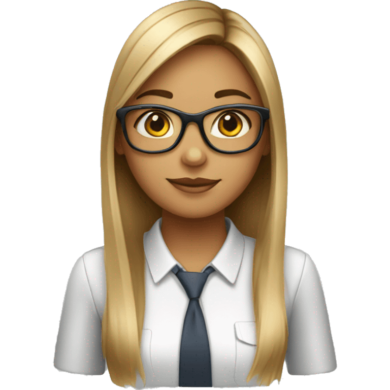 Girl with glasses and office tag. With straight hair and IT professional  emoji