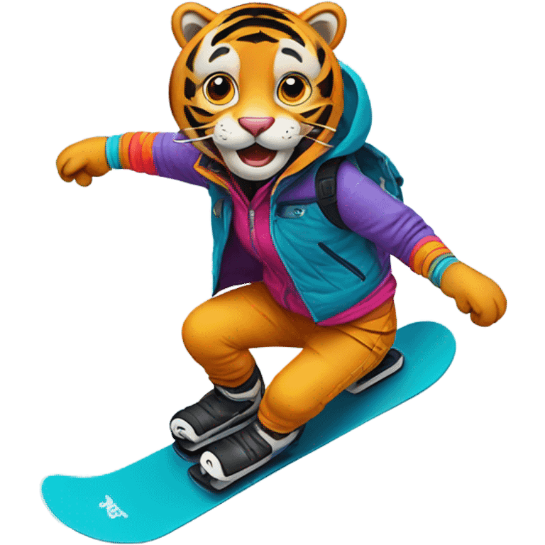 Tiger snowboarding  emoji