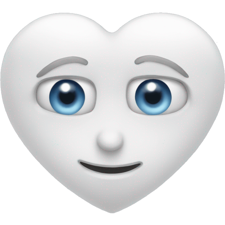 A white heart with eyes and handles emoji