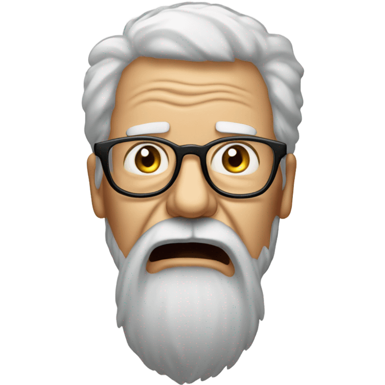 Old man with beard and glasses Screaming into a pillow emoji