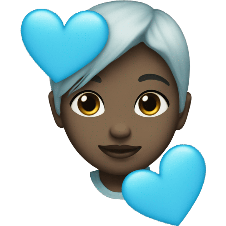 Half baby blue and black heart emoji