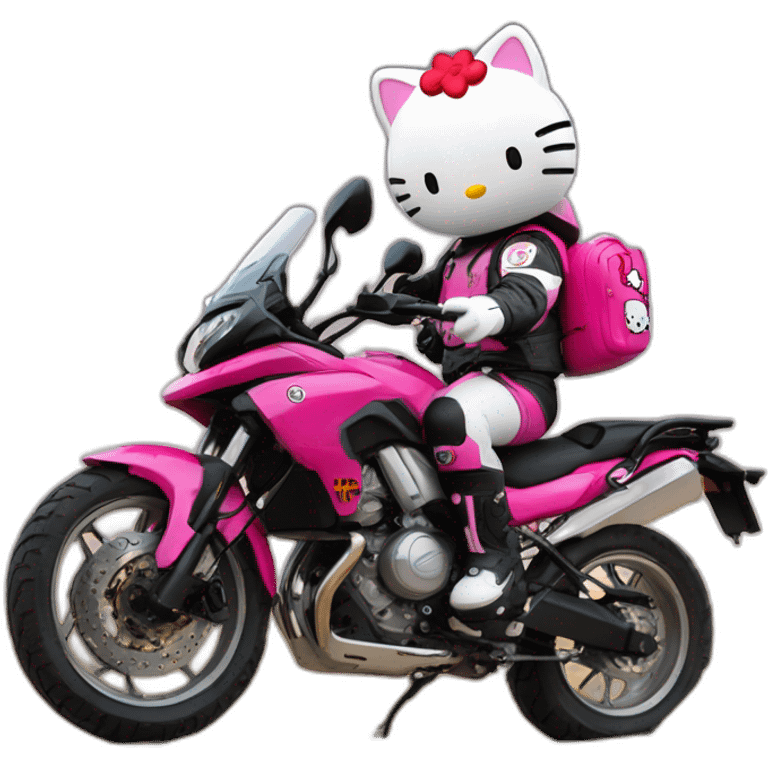 Hello kitty soñando con moto benelli trk 502X emoji