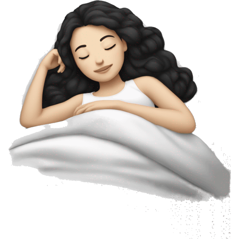 white girl with black hair sleeping emoji