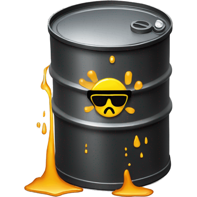 oil drum with hazardous waste and sunglasses leaking oil emoji