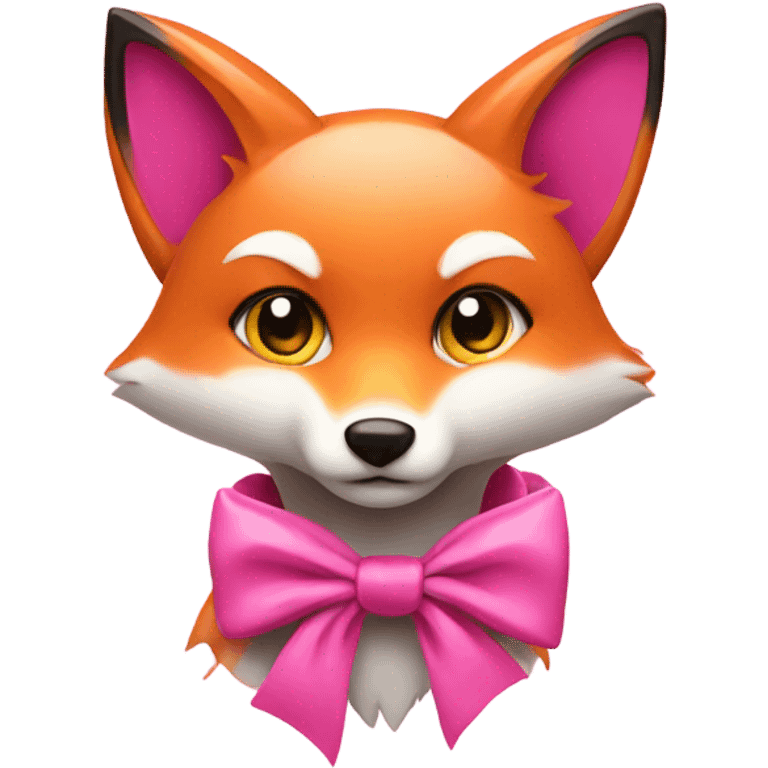 Pink fox with a bow  emoji