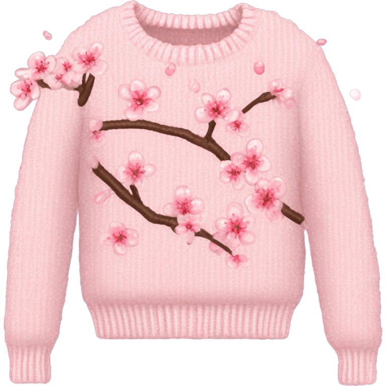 Knit sweater with cherry blossom glittery design emoji