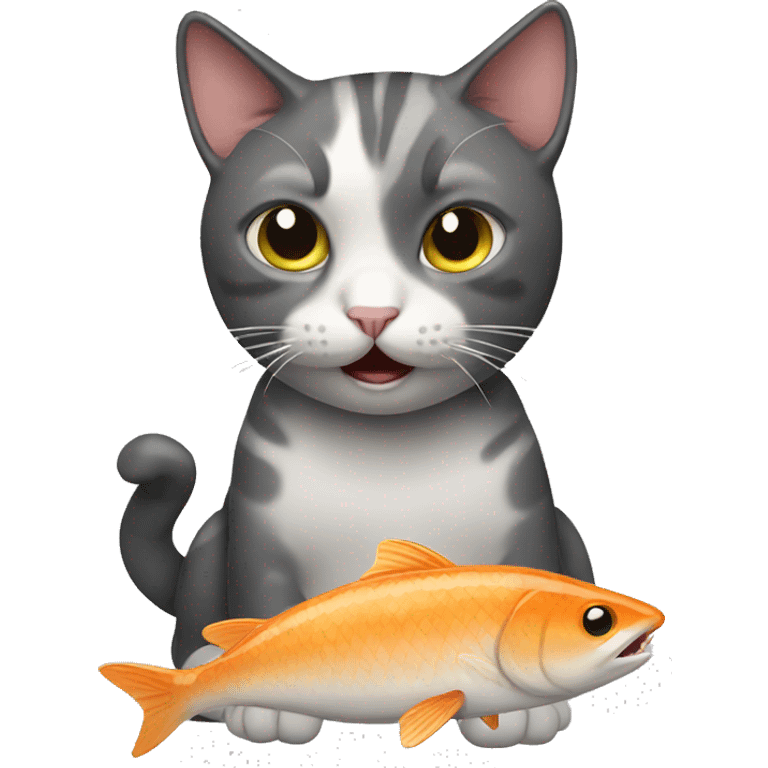 A cat eating a fish emoji