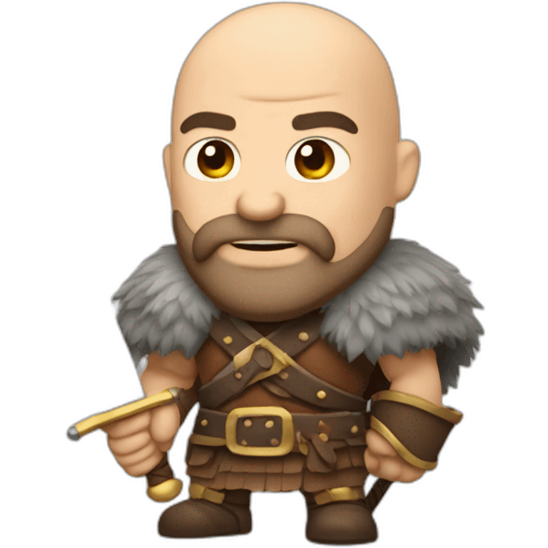 bald bearded barbarian with sword emoji