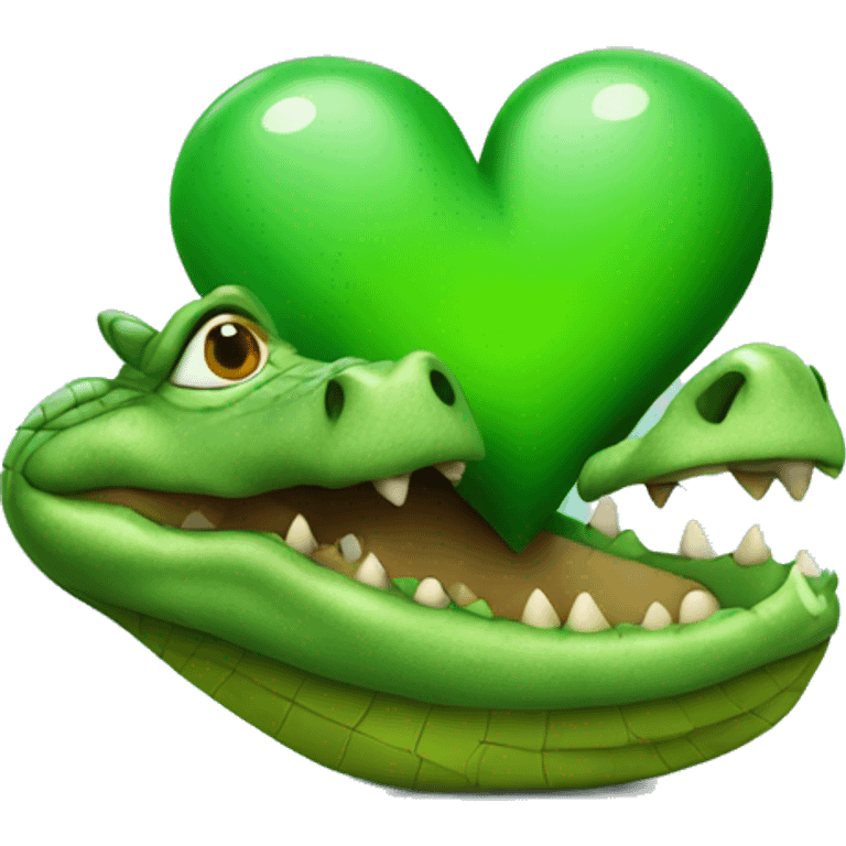 crocodile holding a green heart emoji