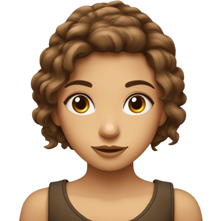 Jeune fille cheveux châtain yeux marrons  emoji