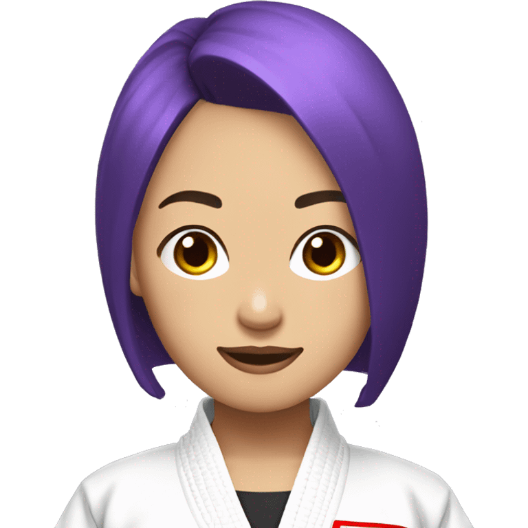 jiu-jitsu bright purple short hair short bang female Asian emoji