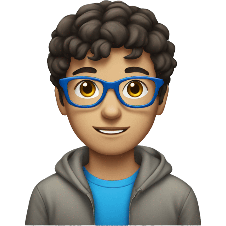 teen boy brunette with blue glasses emoji