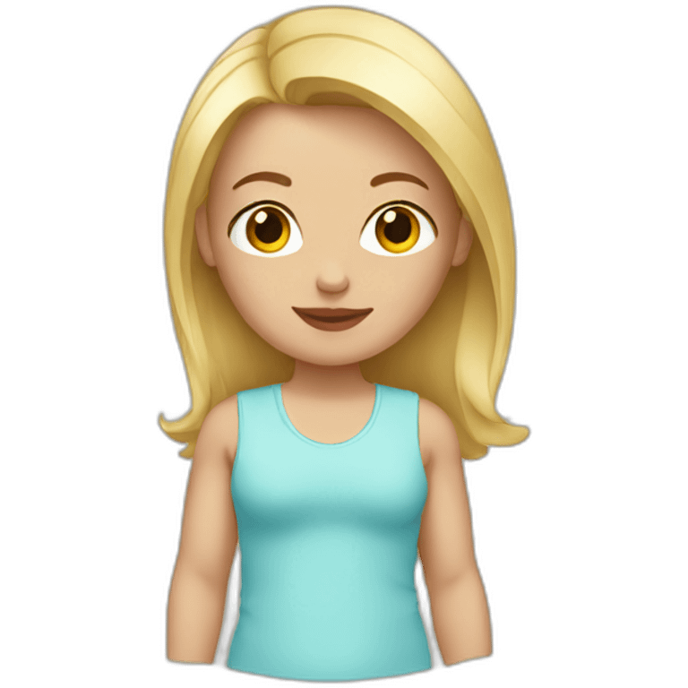 woman with blonde hair and brown eyes and baby emoji