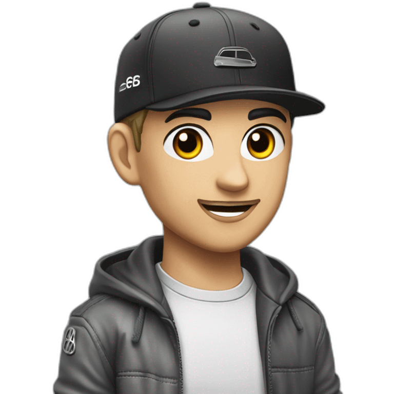 Junge mit Basecap in einem Audi rs6 emoji