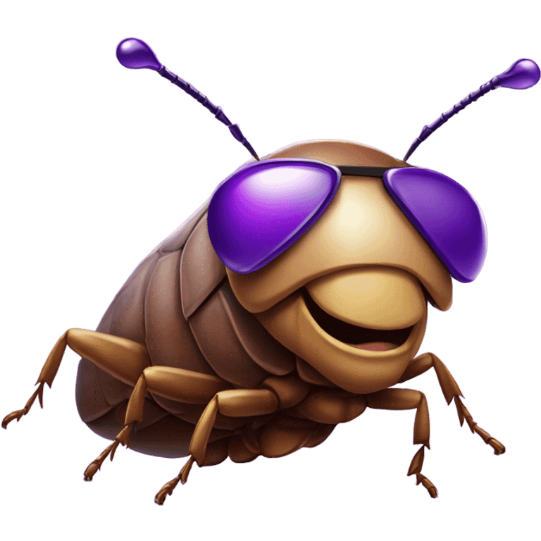 Purple bedazzle cockroach with sunglasses  emoji