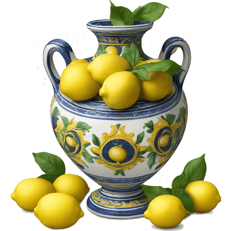 Deruta vase with lemons emoji