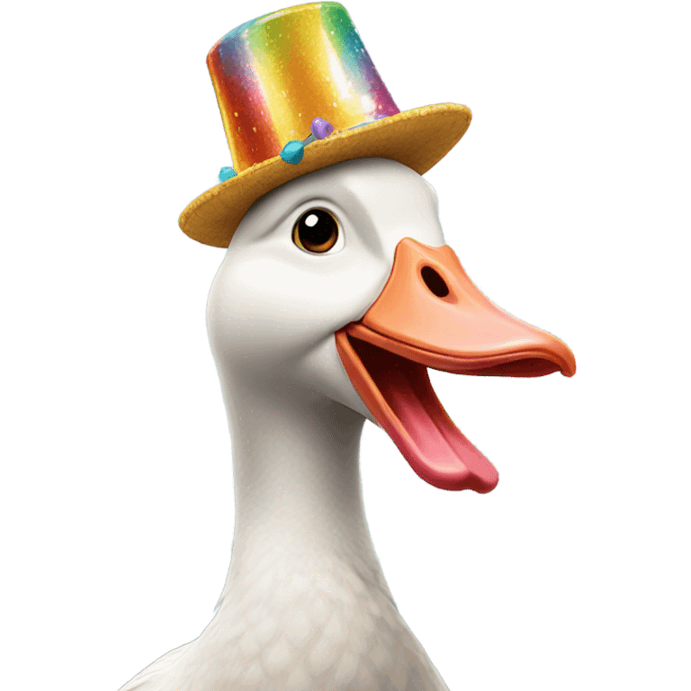 Goose wearing birthday hat emoji