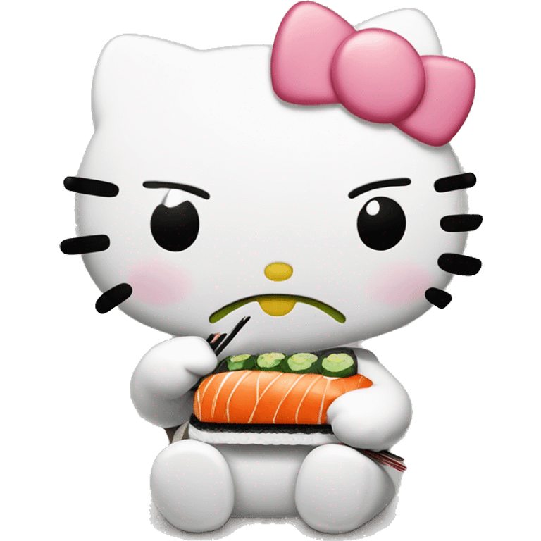 Hello kitty eating sushi ￼ emoji