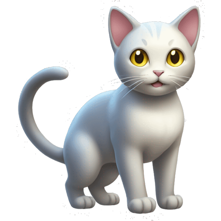 shiny cat-Pokémon standing on white emoji