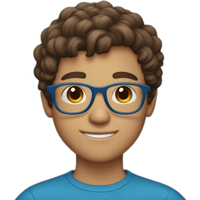 Brown haired boy with blue glasses emoji