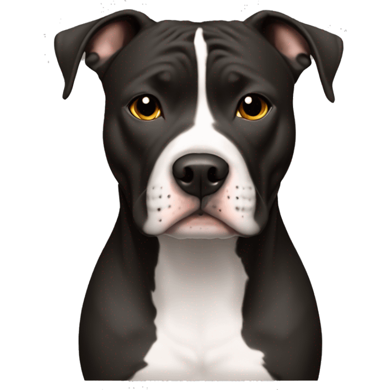 American Staffordshire Terrier, male, darkblack & white, brown eyes emoji