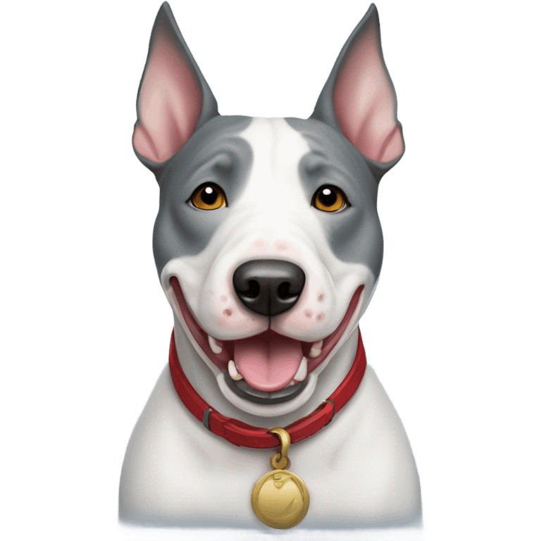 Grey Stanford shire bull terrier dog portrait emoji