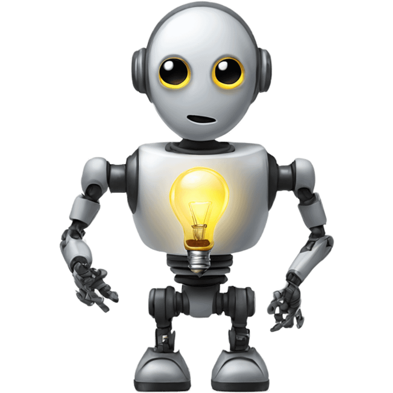 robot holds a light bulb emoji