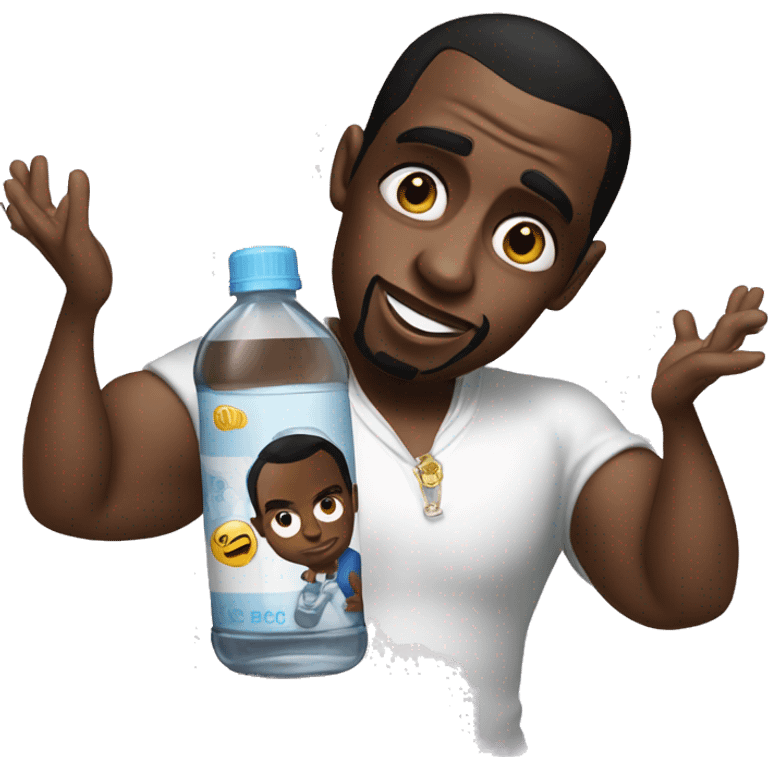 P diddy holding a bottle of baby oil emoji