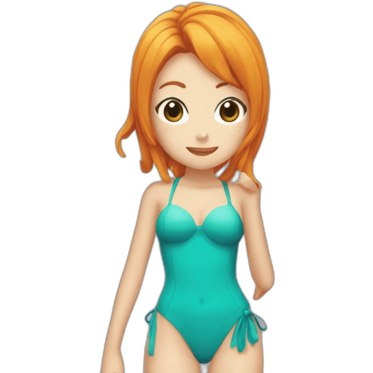 Nami one pièce with a swimsuit emoji