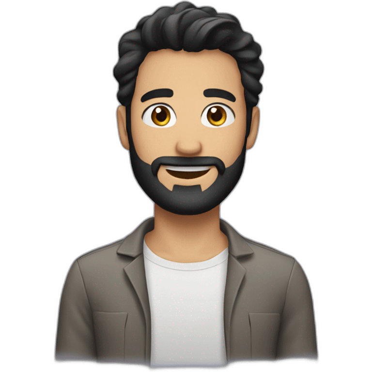 Man with black hair and beard smile  emoji