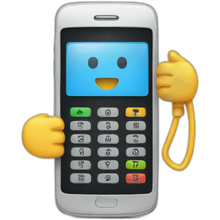 Phone holding a phone emoji