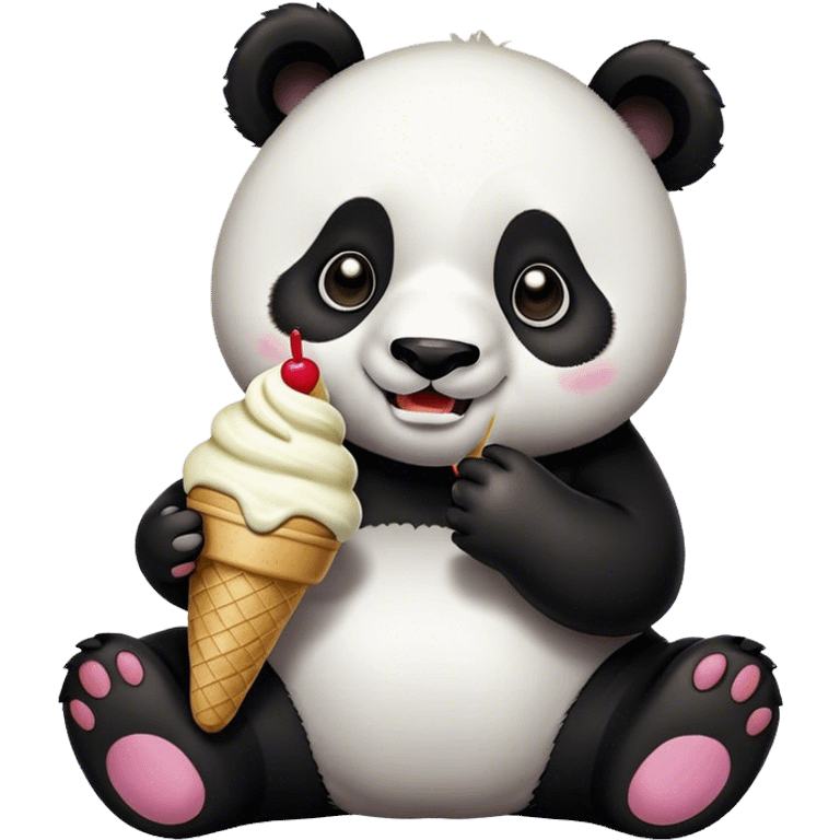 Panda eating ice cream emoji