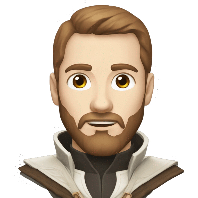 portrait of handsome pale man with brown hair and beard as assassins creed uniform emoji