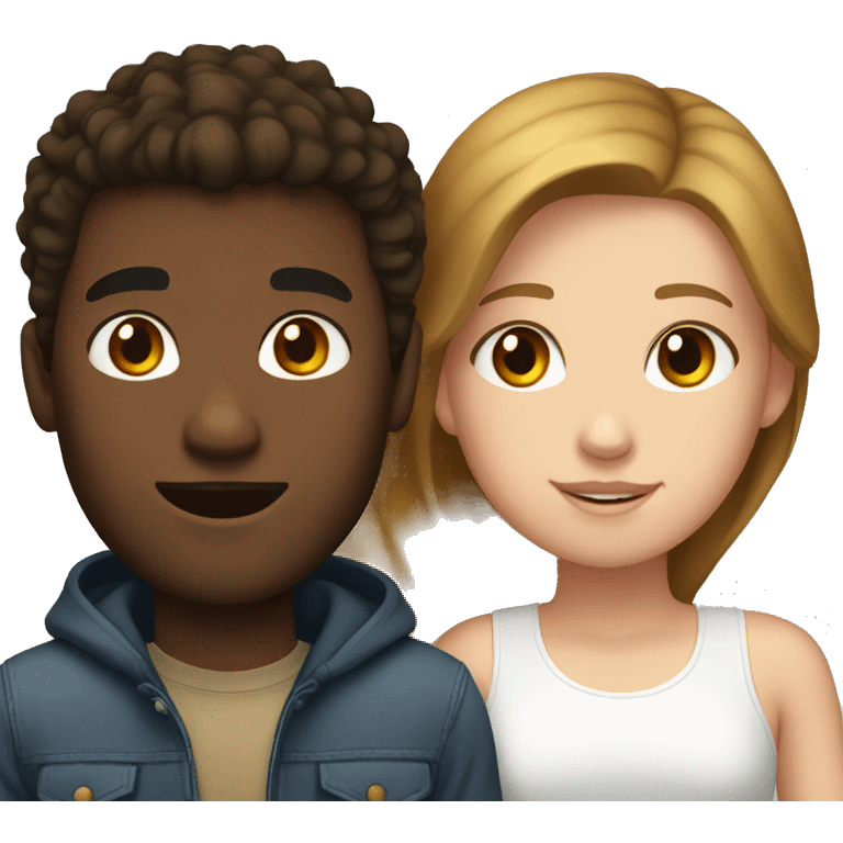 Mixed boyfriend and white girlfriend both with brown hair emoji