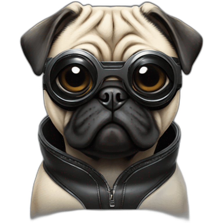 pug with black sunglasses and wearing a cyberpunk suit emoji